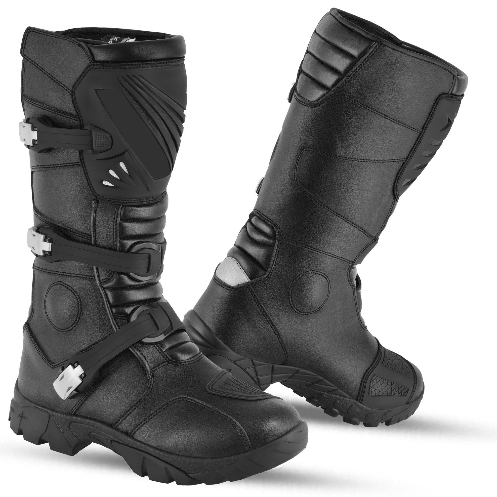 Chaussures de moto renforcées pour homme en cuir avec support pour la cheville Semelle antidérapante