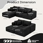DURASPACE 108" Canapé en forme de L avec la chaise, coudées en peluche pour le salon (noir, face gauche)