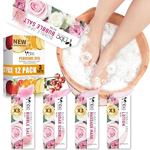 Miniatura 211 de Kit de pedicura para pies remojados: sal de burbujas, exfoliante de azúcar, máscara de masaje, loción de masaje en una caja, kit de spa de 4 pasos