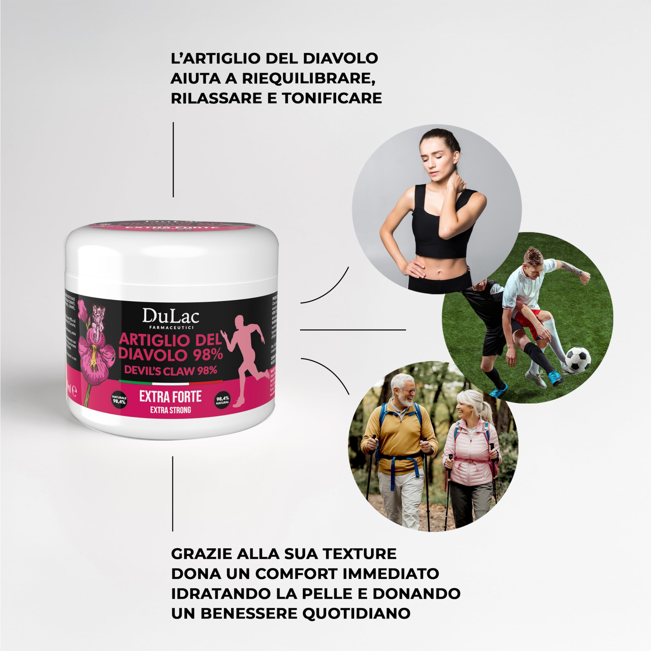 Dulac – Artiglio del Diavolo 98%, 500 ml, Gel per Massaggio Muscolare e Articolare, Effetto Rinfrescante, Artiglio del Diavolo Extra Forte, con Zenzero, Mentolo e Curcuma, Made in Italy