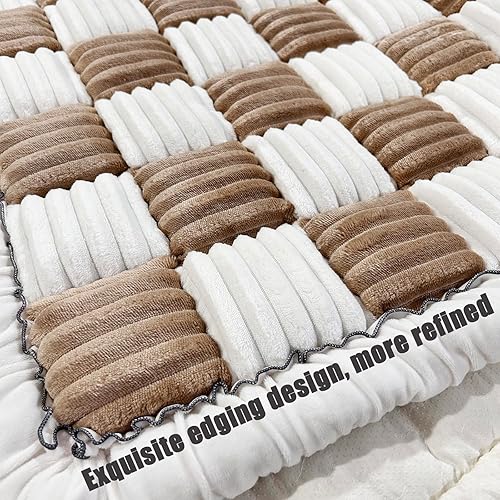 Miniatura 4 de LiveGo Funda de sofá divertida mágica para sofá, funda protectora de algodón para jardín, a cuadros, color crema, cuadrada, grande, para mascotas,