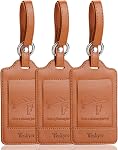 Teskyer Leather Luggage Tags for Suitcases, 3 Pack, Black | Quick-Attach Spring Ring, Privacy Flap Design, Includes 6 Info Cards, Premium PU Leather, Easy to Identify, Travel Essential