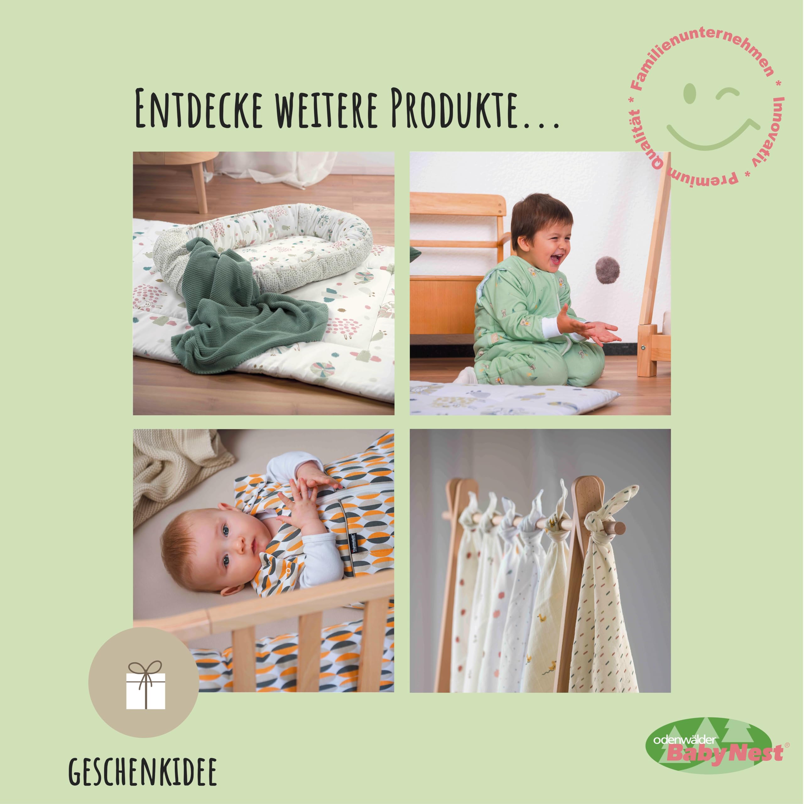 Odenwälder Baby Musselin-Schlafsack | Sommerschlafsack 0,5 TOG | Sommer Schlafsack | atmungsaktiv & pflegeleicht | Baby-Schlafsack mit Mittelreißverschluss