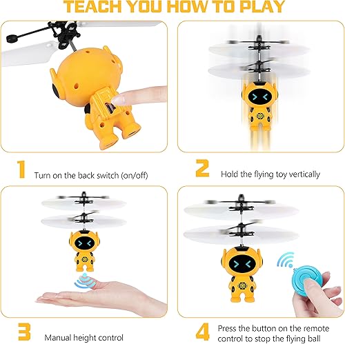 Miniatura 2 de MRTN Juguetes de bola voladora de inducción infrarroja coloridos LED integrado RC Robot Drone Toy para interiores y exteriores juguetes para niños y