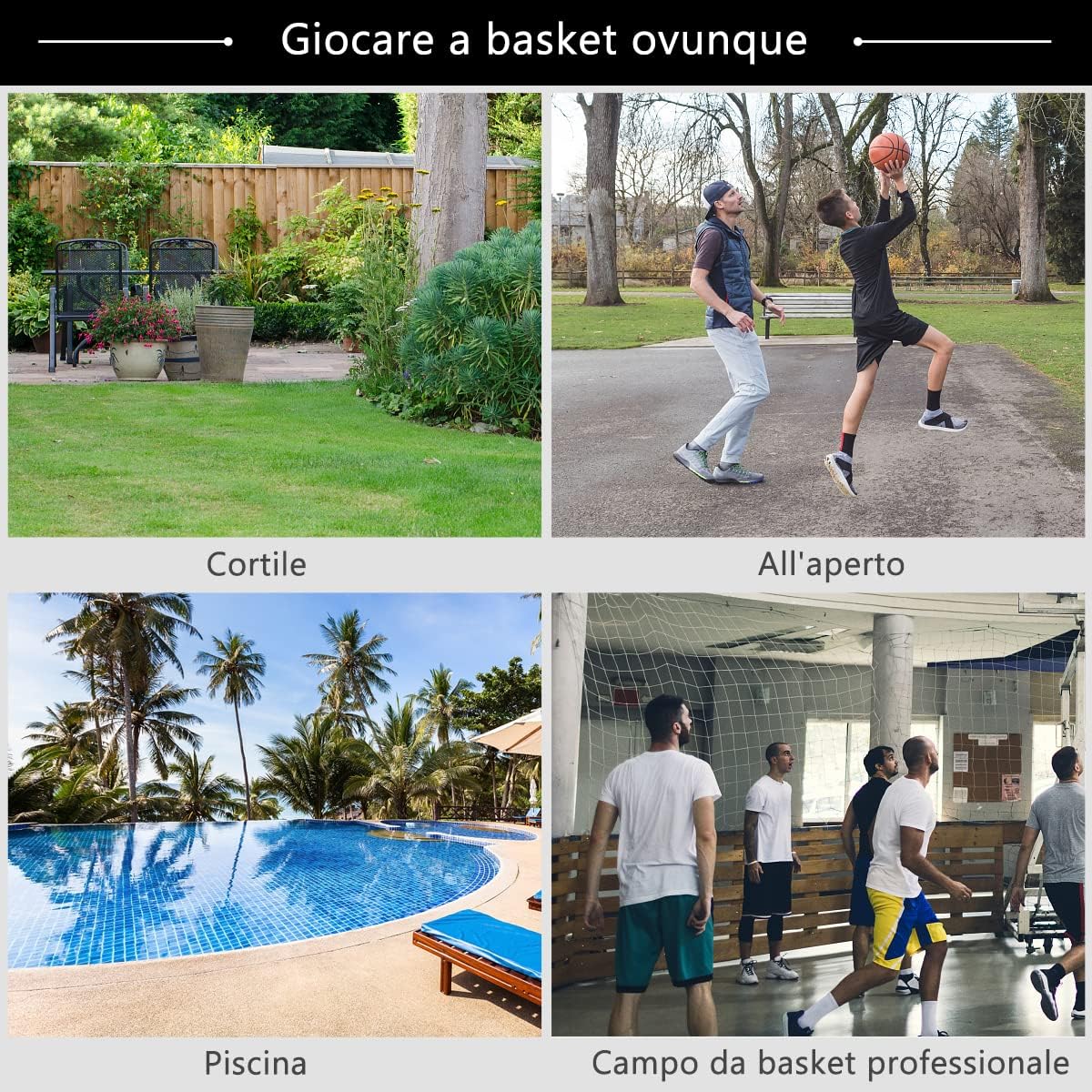COSTWAY Canestro da Basket Regolabile in Altezza da 200 a 305 cm, Canestro da Basket da Esterno ed Interno Portatile con Base Riempibile e Ruote
