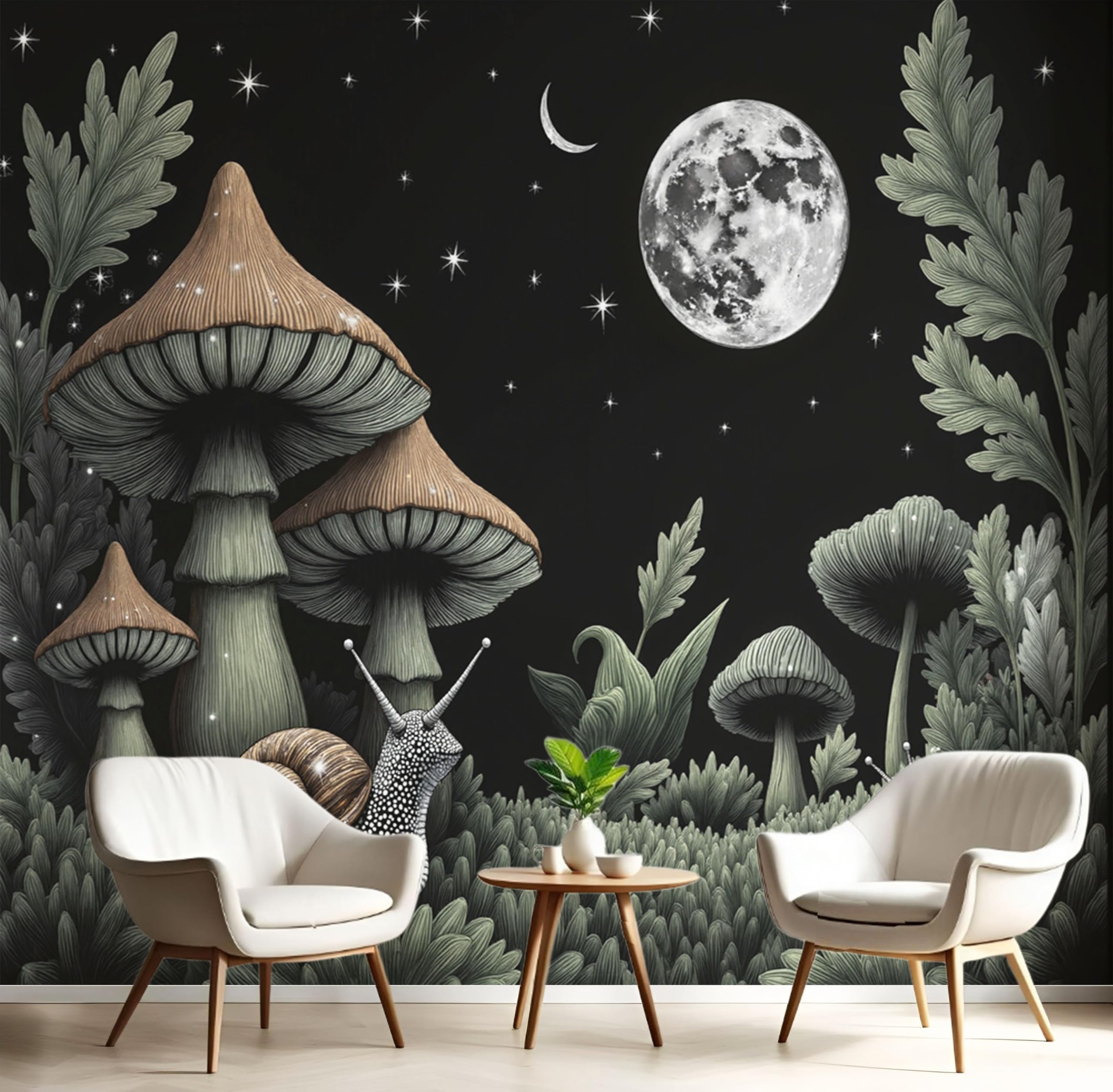 Tapisserie murales papier peint forêt champignons déco salon 3D