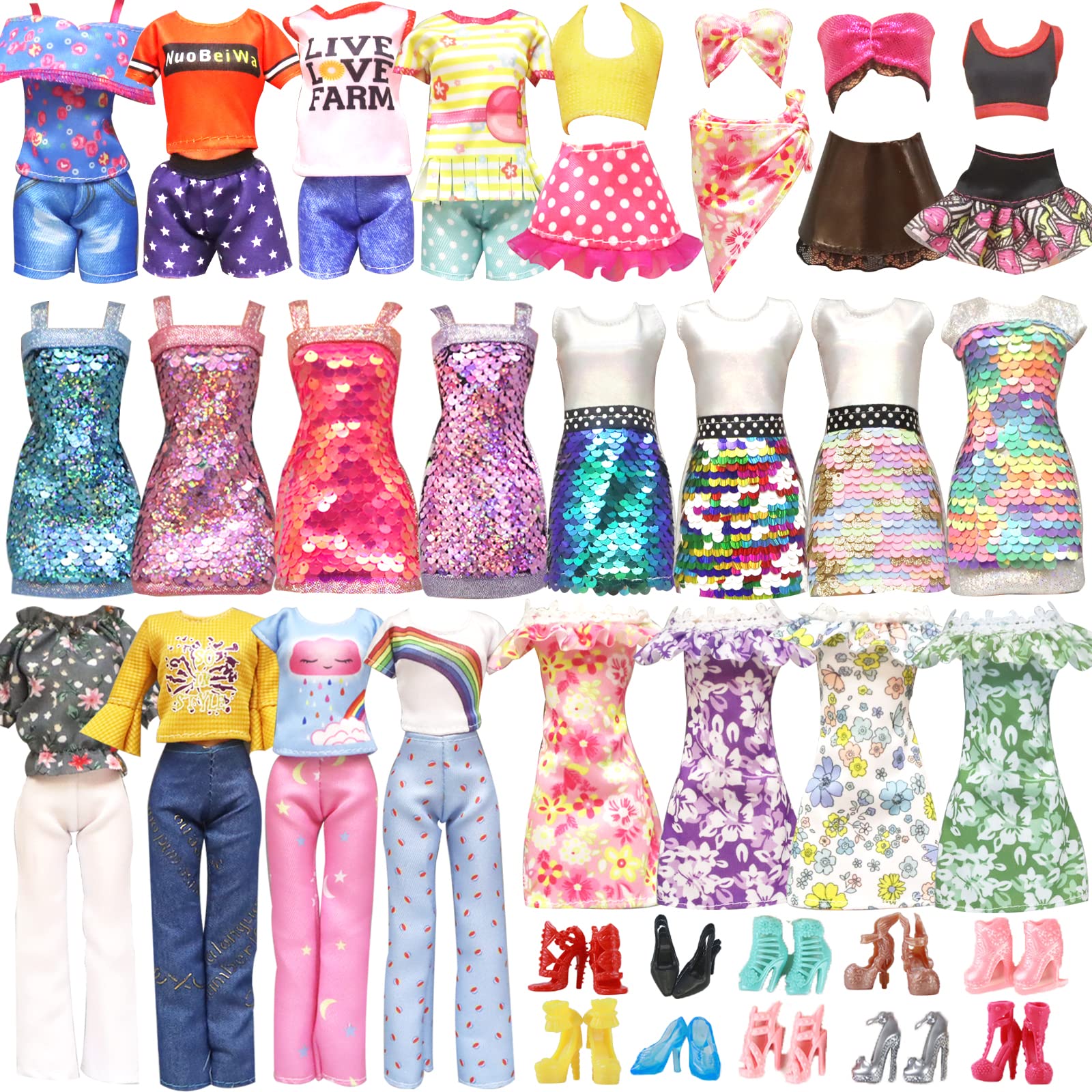 Vêtements Et Accessoires Poupée Barbie - 20 Pièces Dont Robes, Chaussures, Sac - Cadeau Fille 30 Cm
