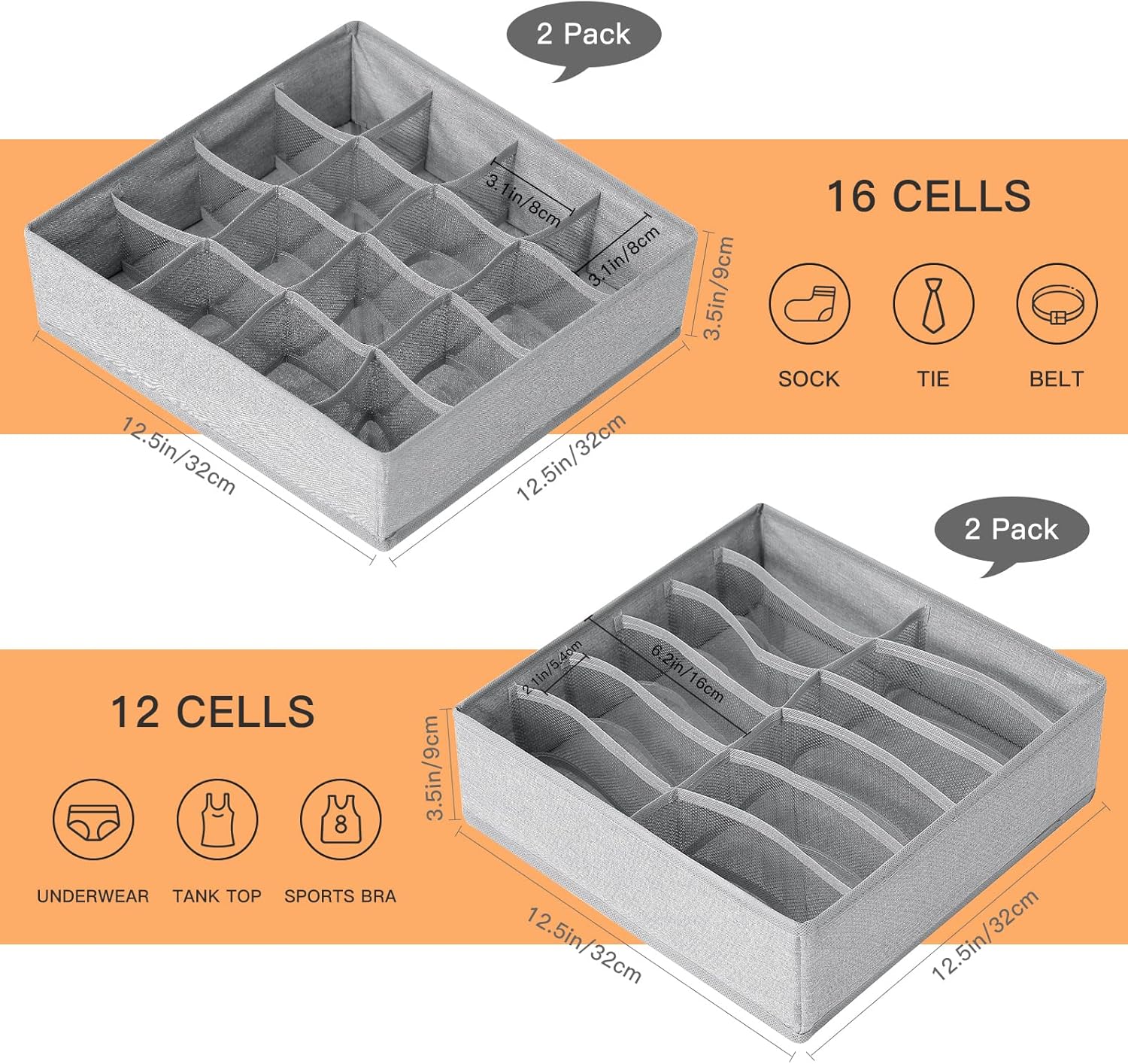 Buy Qozary 4 Pack Drawer Organizers for Clothing, Sock Underwear