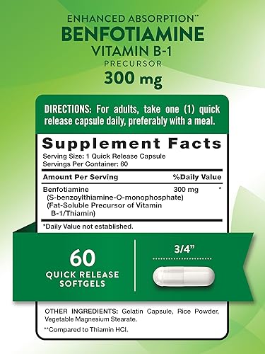 Miniatura 2 de Nature's Truth Benfotiamina  300 mg  60 unidades  Suplemento sin OMG y sin gluten  Precursor de vitamina B1