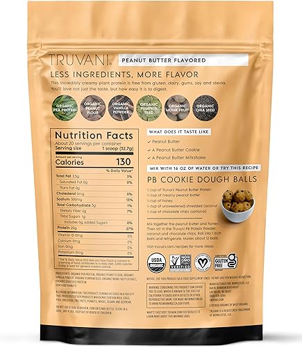 Miniatura 72 de TRUVANI – Polvo de proteína a base de plantas – Proteína orgánica certificada USDA en polvo, vegano, sin OMG, sin gluten
