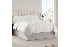 SERTA Modern Light Grey Bed Skirt with 13 Inch Drop, Designed for Queen Size Beds