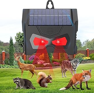2024 Upgraded Solar Nocturnal Ultrasonic Animal Repeller, 2024 Cat Outdoor, Animal for Dog, Squirrel, Raccoon, Skunk, Rabbit, Fox, Deer, etc for Chicken Coop,Farm,Coyote