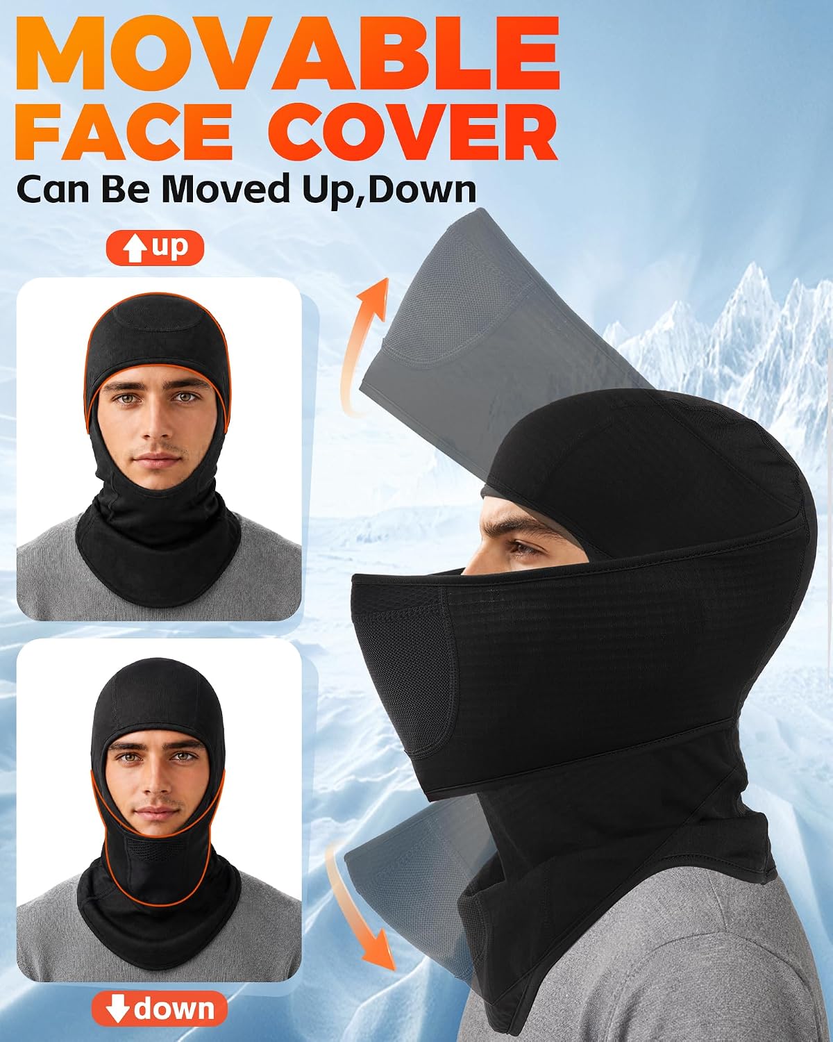Balaclava Ski Face Mask Movable Waffle Fleece Winter Face Cover Men Women
