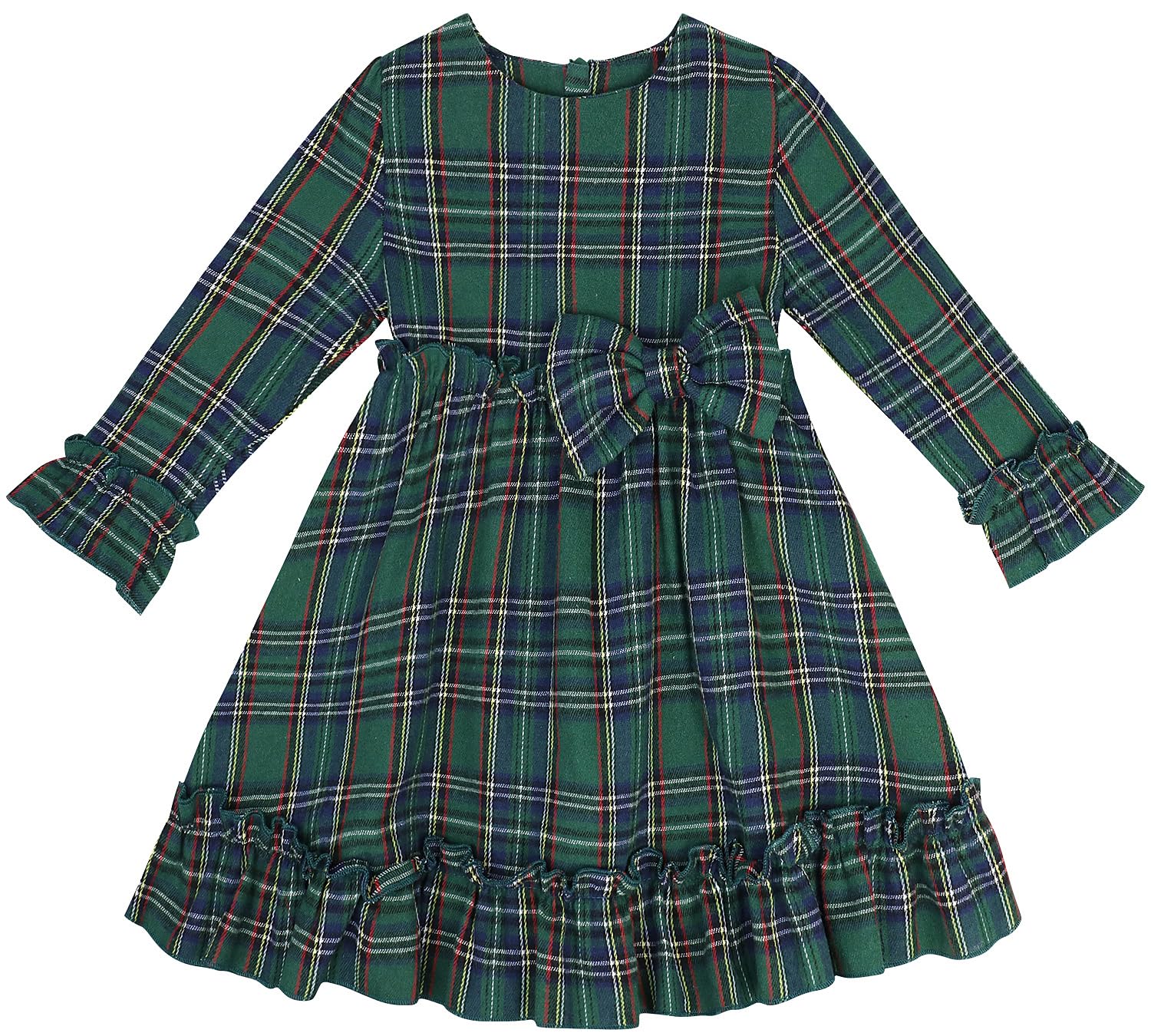 AGQT Vestito natalizio scozzese per ragazze, a maniche lunghe, girocollo, camicia invernale, taglia 2-14T