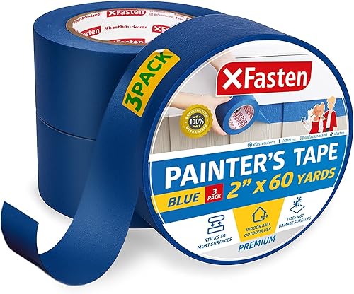 Miniatura 20 de XFasten Cinta azul profesional para pintores, multiuso, 3 pulgadas x 60 yardas, tecnología de línea de borde afilado, produce líneas afiladas