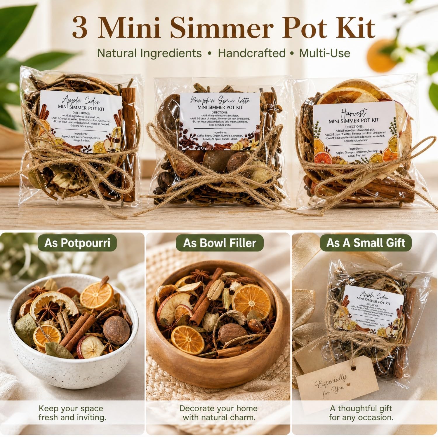 3 Pack Fall Simmer Pot Potpourri, Stovetop Potpourri Bag, Novel