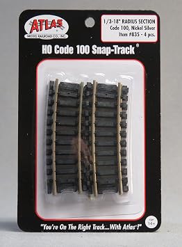 Atlas HO Scale Code 100 1/3 Curve 18" Radius Track 4 Pack