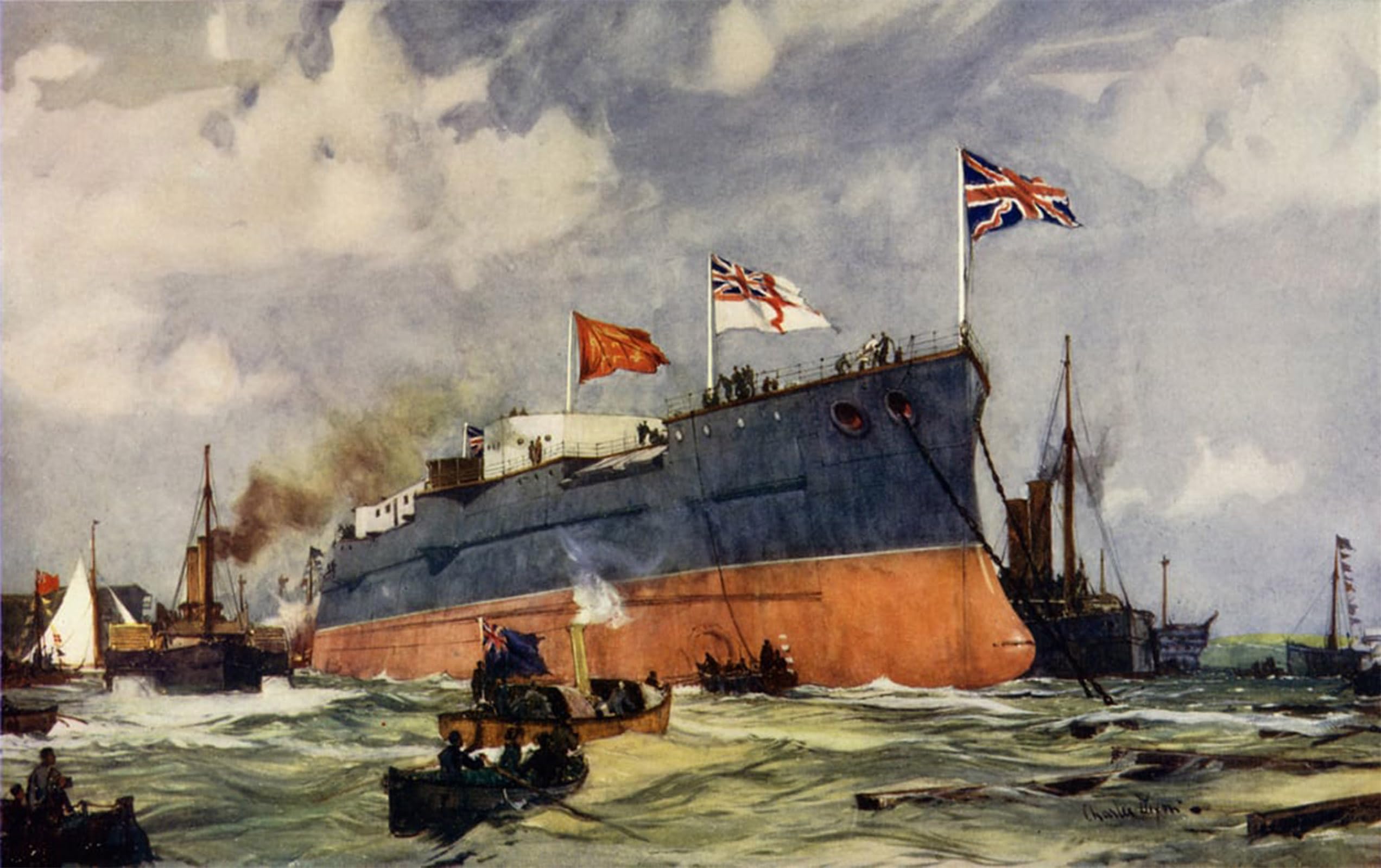 SERENDIPITP Vintage Wall Art Canvas Nordic Poster Canvas Print Picture the of the London At Portsmouth by Charles Edward Wall Art Poster for Home Decor 60x90cm