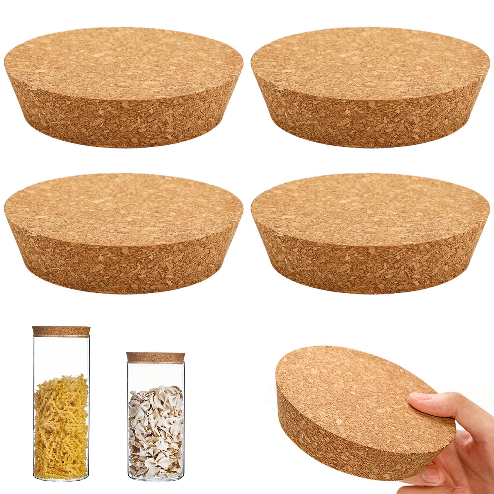 4 unidades Tapones de Corcho Cónicos Corchos para Botellas 90~110mm Grandes Tapones Corcho 30 mm de Grosor Tapas de dorcho de Madera para Tarros Botella de Vino, Garrafas, Cerámica