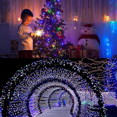 Miniatura 6 de Guirnalda de luces para exteriores, 66 pies, 200 luces LED impermeables parpadeantes, 8 modos de iluminación, luces de Navidad para dormitorio,