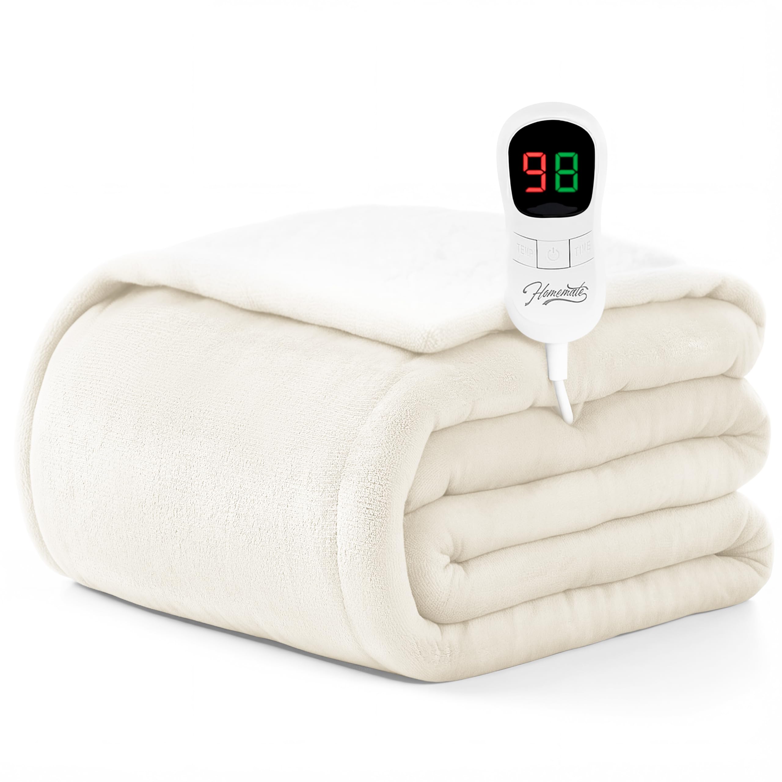 Photo 1 of Homemate Electric Heated Blanket Full Size - 72"x84" Heating Blanket Full Size 1/2/4/6/8 Hours Auto-Off 10 Heat Level Over-Heat Protection Flannel Sherpa ETL Certification