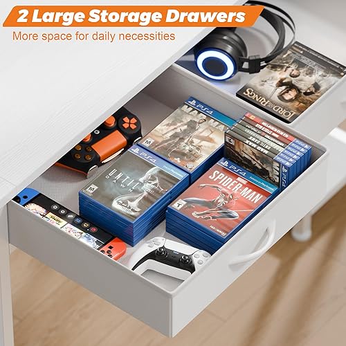 Miniatura 5 de GIKPAL Escritorio para computadora con cajones, escritorio de oficina en casa de 47 pulgadas con almacenamiento y estantes, escritorio de dormitorio