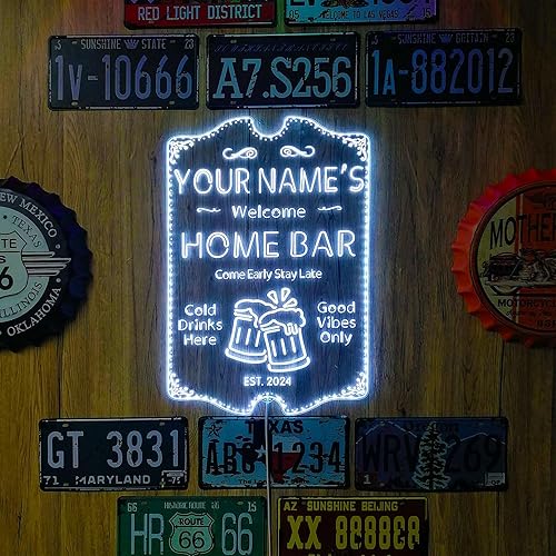 Vista 74 de ADVPRO - Letrero de luz LED de neón de doble color para el hogar, personalizado, con texto en inglés con «tu nombre y año de fundación», letrero