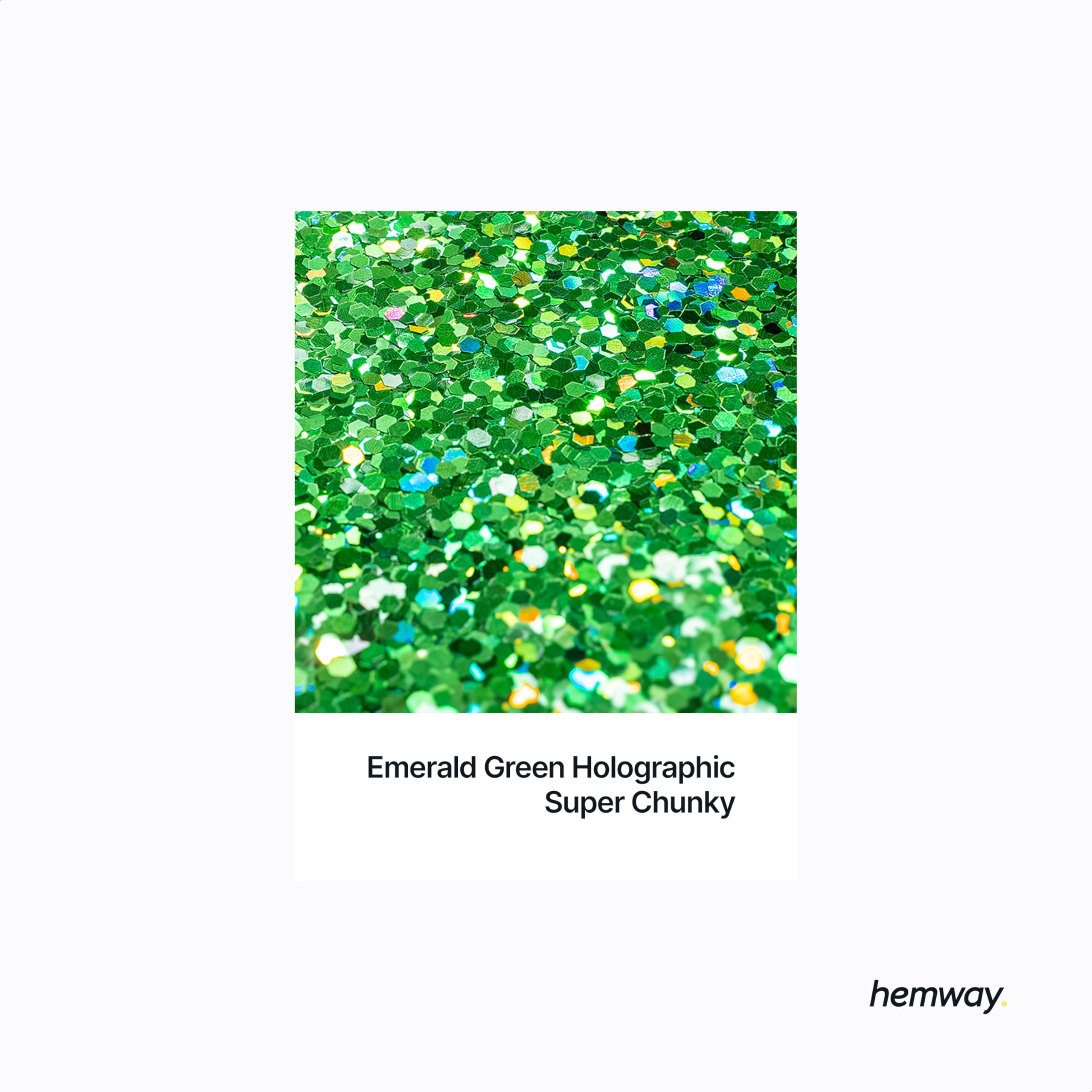 Hemway Resin Glitter Emerald Green Holographic 100g Super Chunky - Image 2