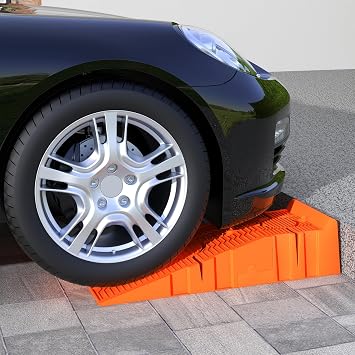 DURHAND 2 PCs Car Ramps Heavy Duty 2.5 Ton Motorhome Levelling Ramps Orange | Plastic Portable Automotive Garage Workshop Car Lift for Vehicle Campervan