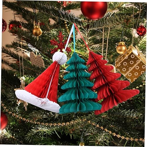 Miniatura 2 de Gadpiparty 3pcs Adornos para De Nativity Ornaments Decorative Hanging Ornaments Santa Ornament Hanging Honeycomb Balls Decorative Tissue Paper