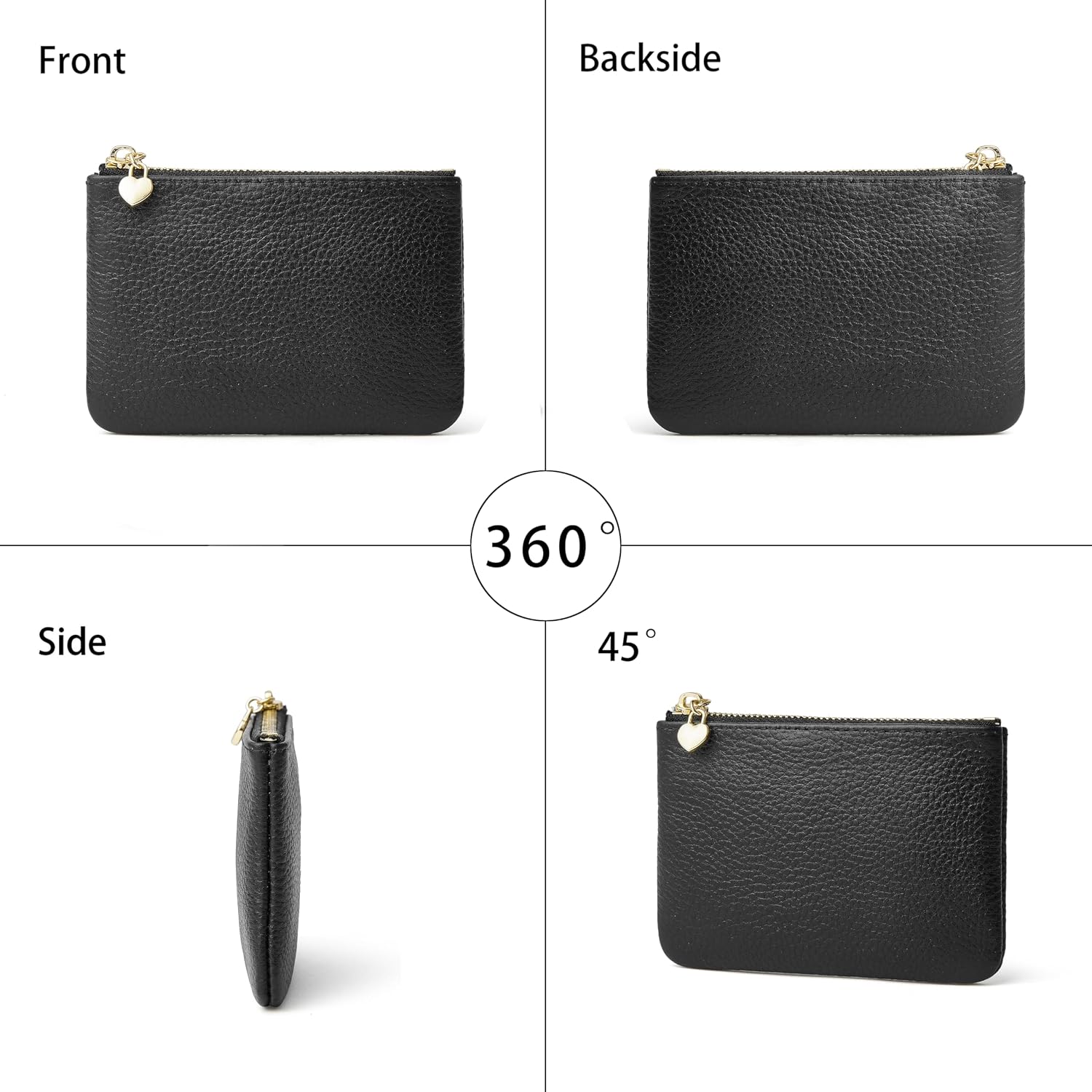 DAILANDO Mini Leather Coin Purse, Unisex Slim Zipper Card Holder and Coin Pouch with Keychain