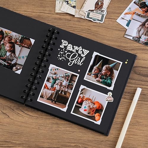 Vista 3 de potricher Álbum de Recortes DIY de 7 x 7 Pulgadas, 40 Páginas, Tapa Dura, Papel Kraft, Álbumes de Fotos para Recortes, Libro de Recuerdos para Bodas