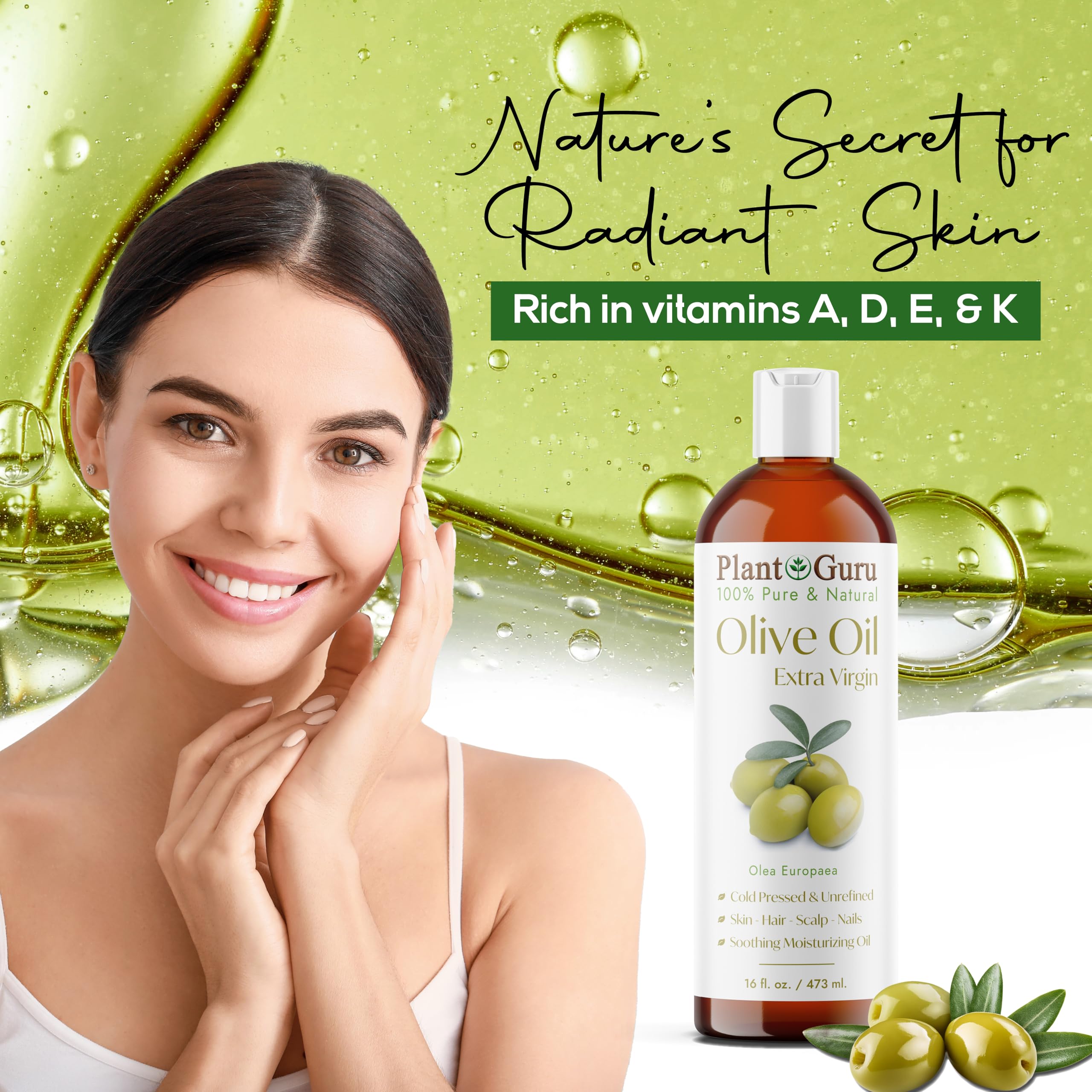 Olio extravergine di oliva 100% puro e naturale non raffinato olio vettore - Pressato a freddo - Nutriente per la cura della pelle e dei capelli - Sapore ricco per la cucina e la routine di bellezza