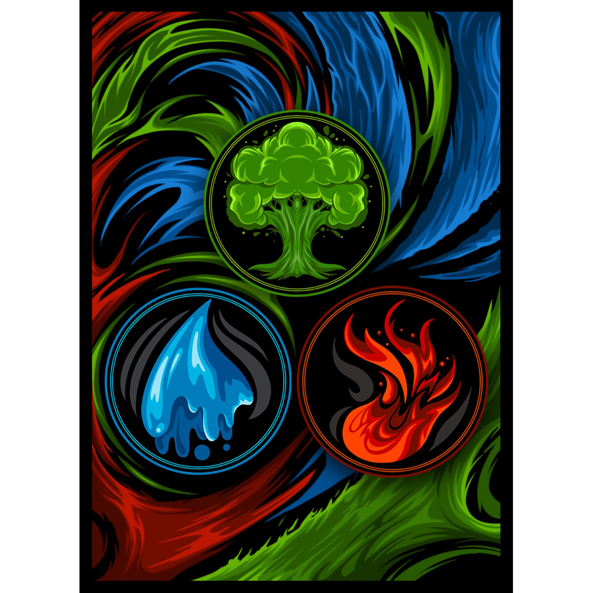 Realm Guard - 100ct Textured Matte TCG/MTG Card Art Sleeves (Green Blue Red)