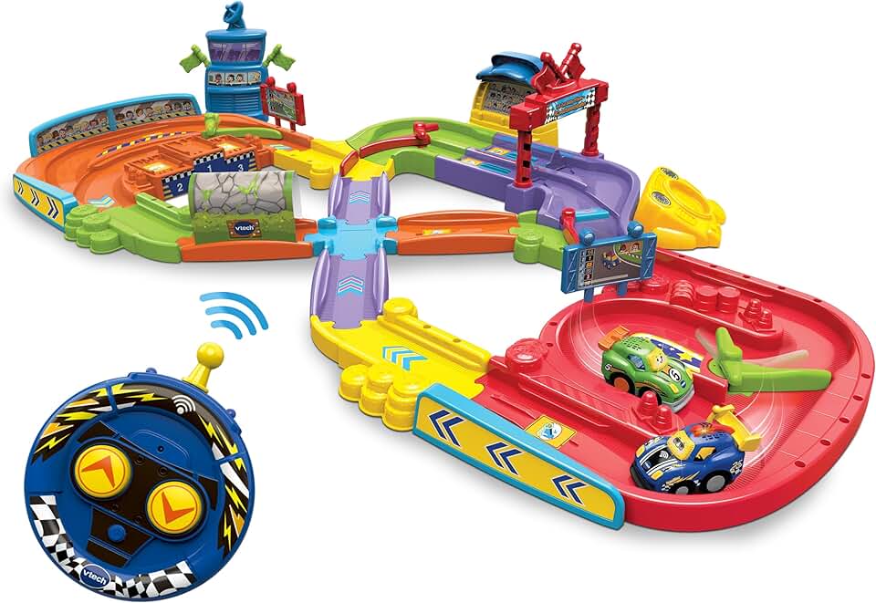 VTech Baby TUT TUT Baby Flitzer - RC Autorennbahn – Interaktives Spielset mit Rennwagen, Musik, span