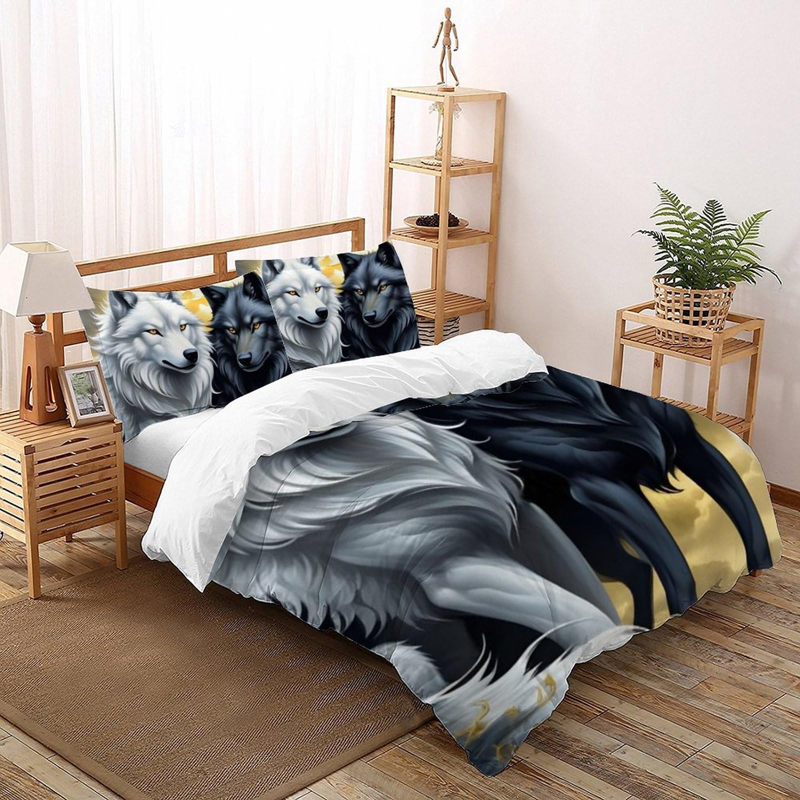 Housse de couette loup pour chambre d'enfant aventure et ambiance nature