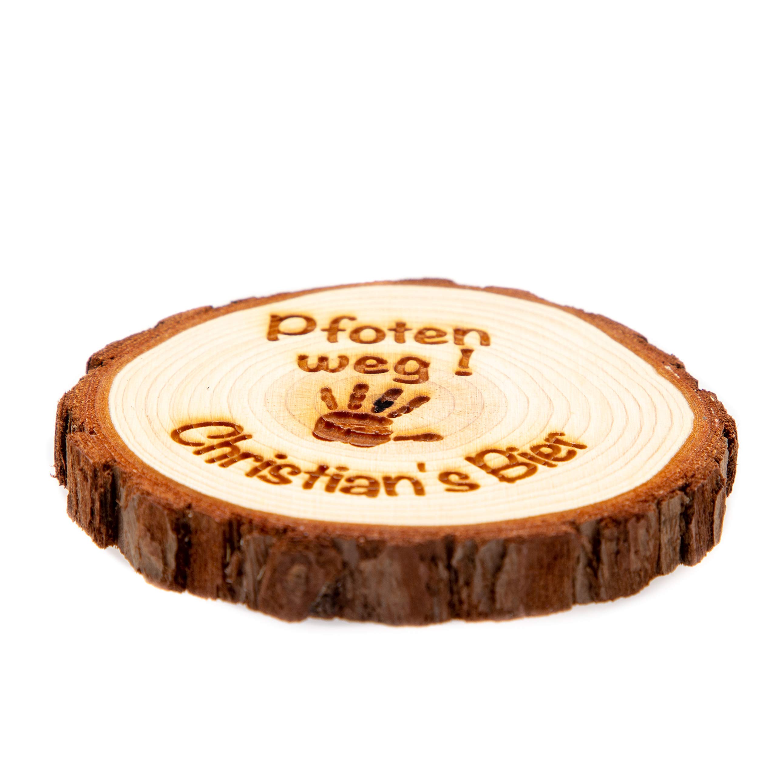 Holz Untersetzer für Gläser - Pfoten weg mein Bier - personalisierbar - Weihnachtsgeschenk