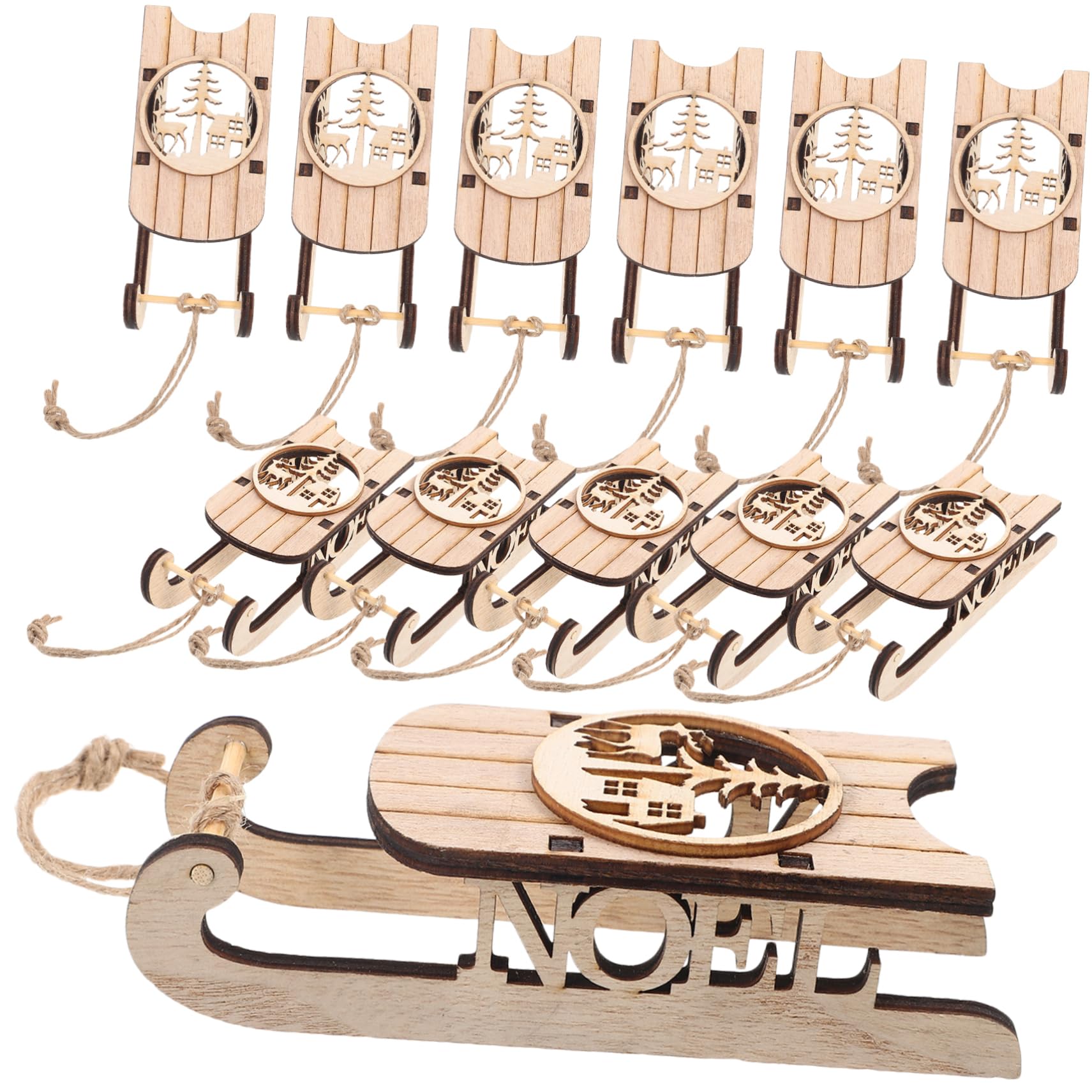 Lurrose Stk Holzschlitten Ornament Weihnachtsschlitten Wanddekoration Weihnachtsschmuck Geschenkdekorationen Weihnachtsbaum Hängende Verzierung Schlittenverzierung Weihnachtsdekoration