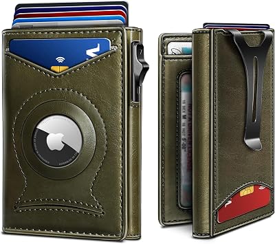 BULLIANT Money Clip Wallet,Mens Gift Slim Wallet Credit Card Holder Airtag&Standard Use 9Cards-Metal Case in Magnetic Flip Shell