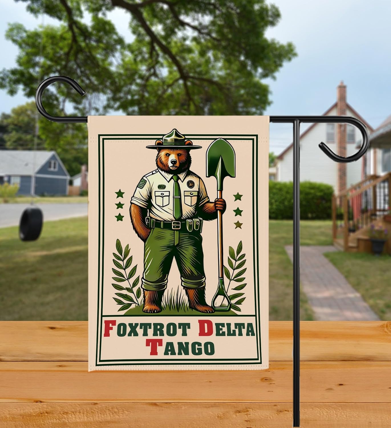 Foxtrot Delta Tango Resist Bear Garden Flag - Subtle Anti Trum*P - Ftd Political Yard Flag - Housewarming Or Holiday Gift - Anti Maga - Idea Outdoor Decoration And Garden Terraces 1 - Yard Banner 12X18 - Image 3