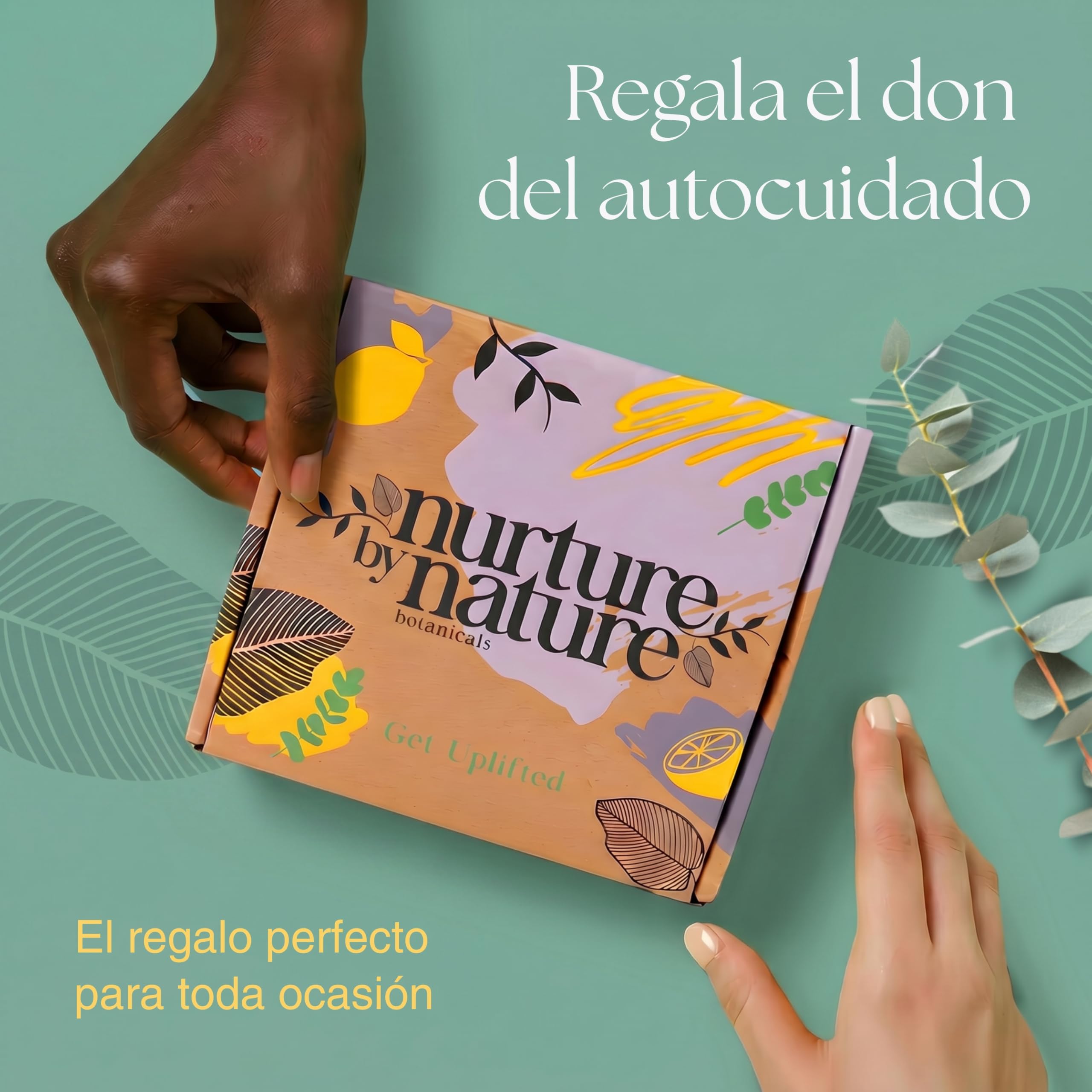 Nurture By Nature Set de Regalo para Mujer, Aceite Esencial, Sales de Baño, Jabón, Bombas de Baño, Vela