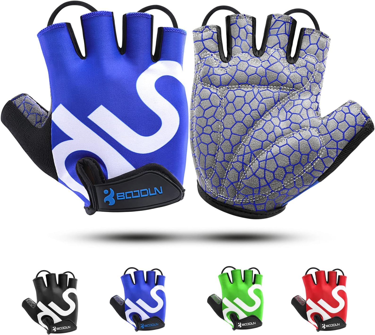 KONVINIT Cycling Gloves Fingerless Mountain Bike Gloves,Bike Gloves with Shock-Absorbing Pad for MTB,Road Bike,Racing,BMX,No-Slip Breathable Cycling Mitts Half Finger for Men/Women