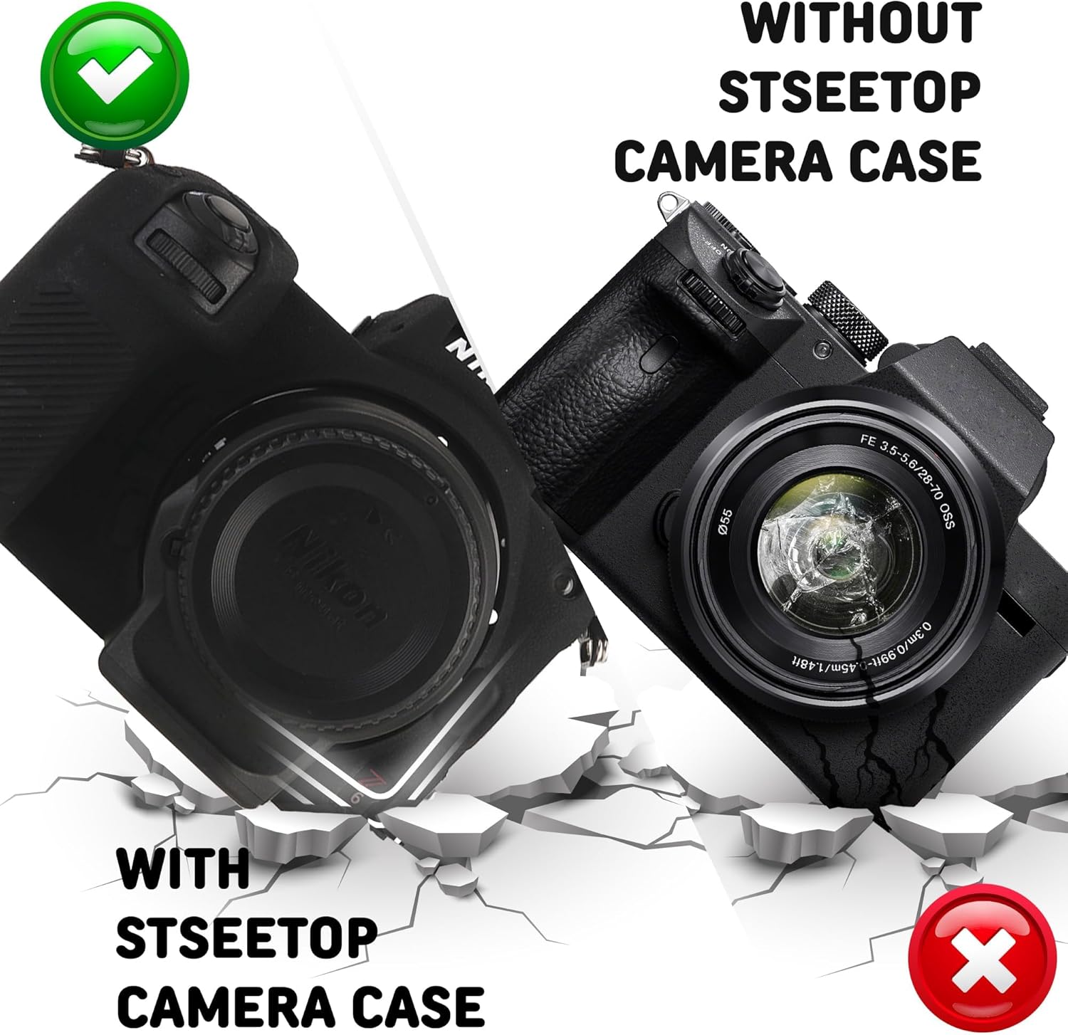 Camera Case for Nikon Z6 Z6II Z7 Z7II - Protective Silicone DSLR Skin Cover, Detachable Cage, Shockproof, Dustproof (White)