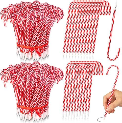 Tenceur 300 bolígrafos de bastón de caramelo para Navidad, bolígrafo de caña de paraguas con tinta negra para regalos de aula, suministros de