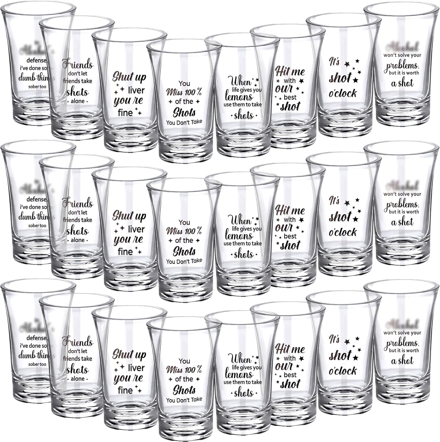 24 Packs Acrylic Clear Party Shot Glasses Set 1.2 Ounce