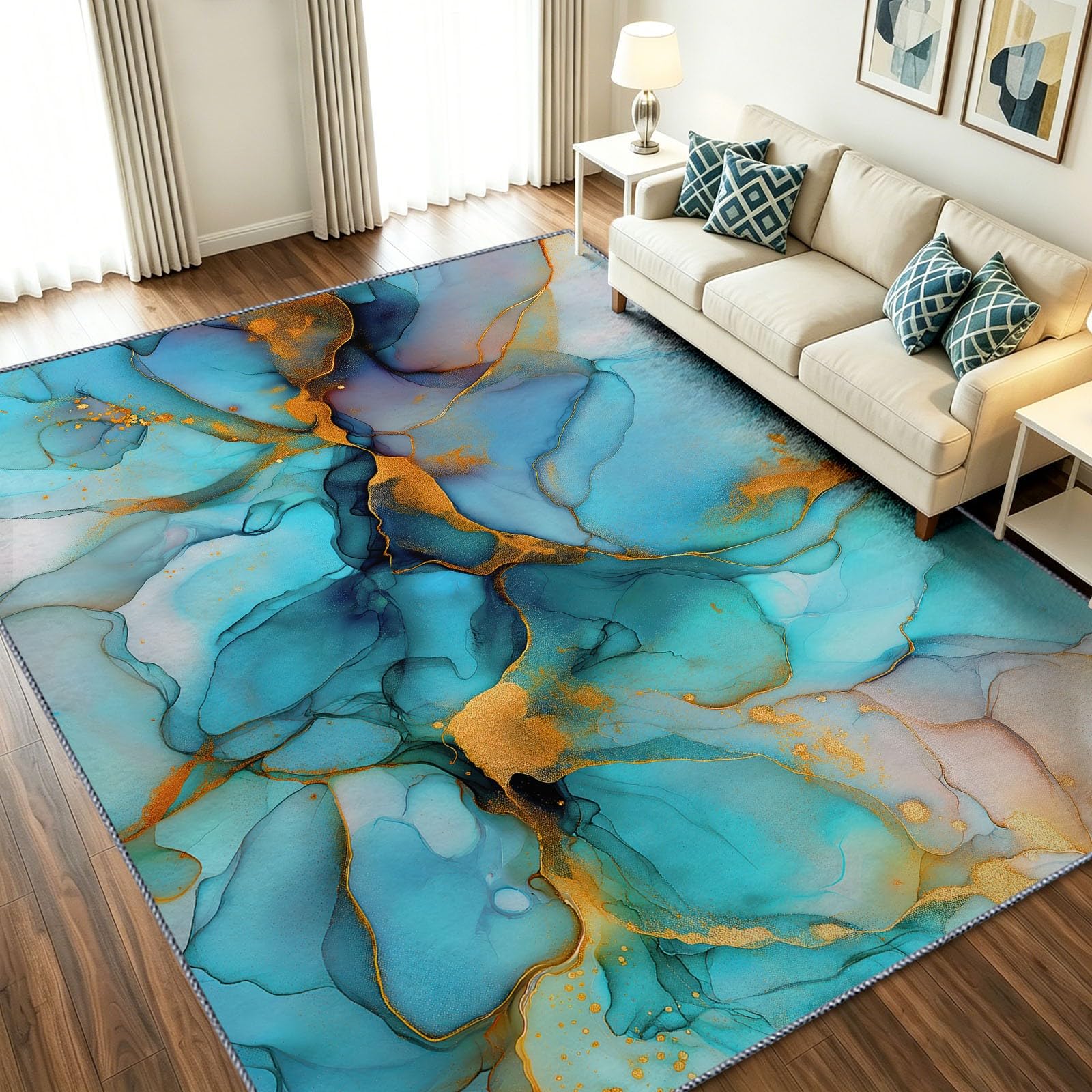 Tapis antidérapant lavable 120 x 170 cm pour sécuriser et décorer le salon