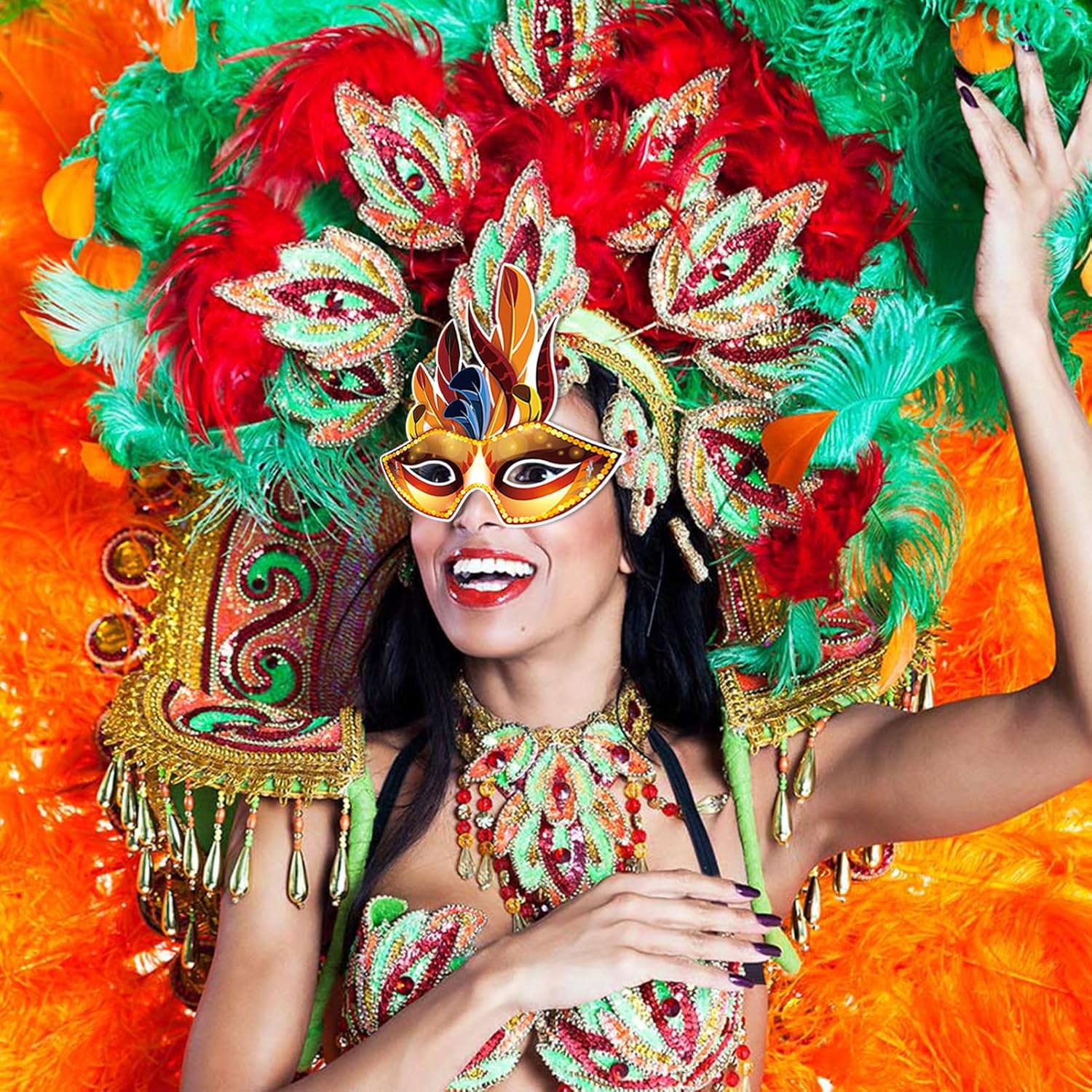 24pcs Mardi Gras Masks Bulk,Carnival Parade Face Paper Mask Costume Accessories Feather Masquerade Decoration for Mardi Gras New Orleans Party Supplies - Image 6