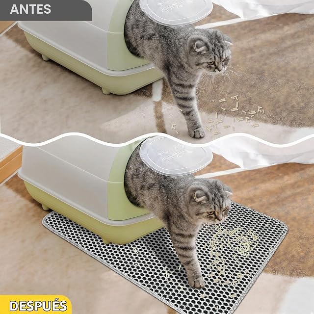 Foto 2 de 7 de Alfombra Arenero Gato 60 X 45 cm, Impermeable, Fácil de Limpiar,Gris