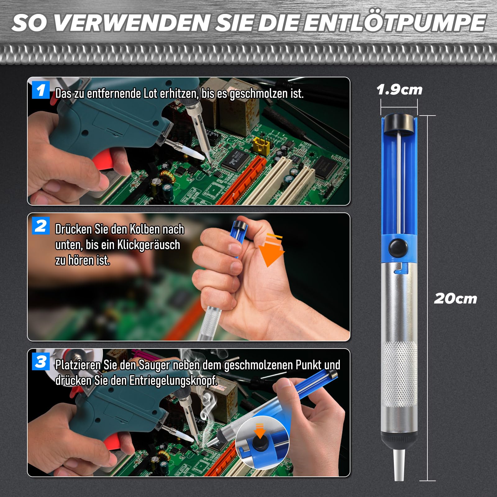 Lötkolben Set, 60W 220V Lötpistole, Lötpistole mit Schweißdraht, Schnelles Aufheizen, Einhandbedienung, zum Schweißen und Reparieren