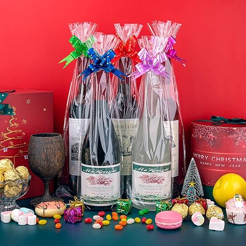Miniatura 10 de Awpeye Bolsas de celofán de 8 x 16 pulgadas, paquete de 100 bolsas de regalo de celofán, bolsas transparentes anchas de celofán para tazas, botellas